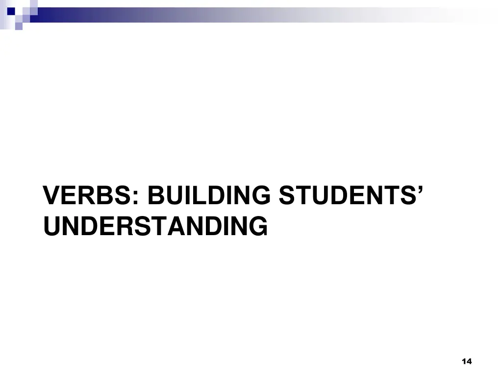 verbs building students understanding
