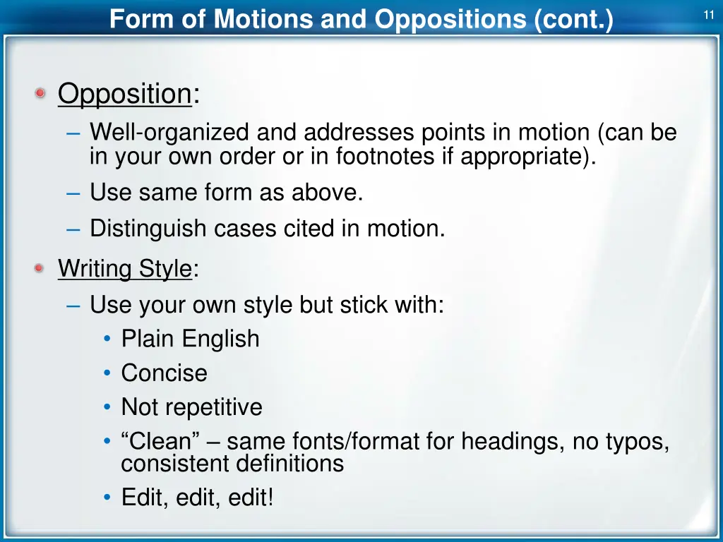 form of motions and oppositions cont 5