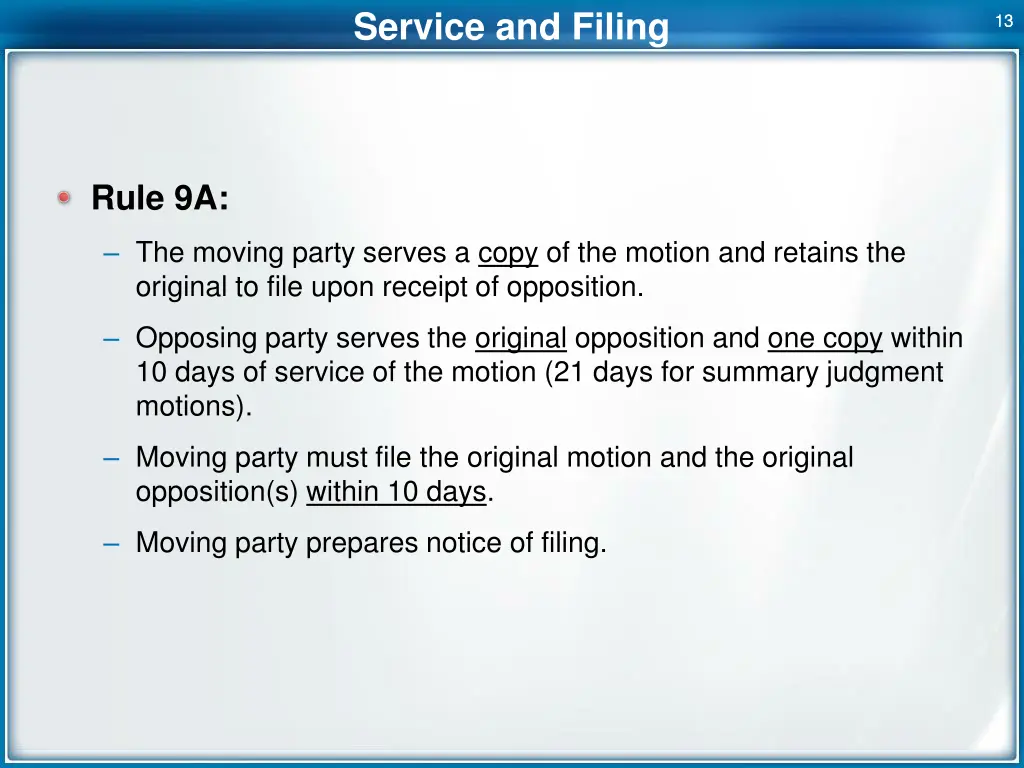 service and filing