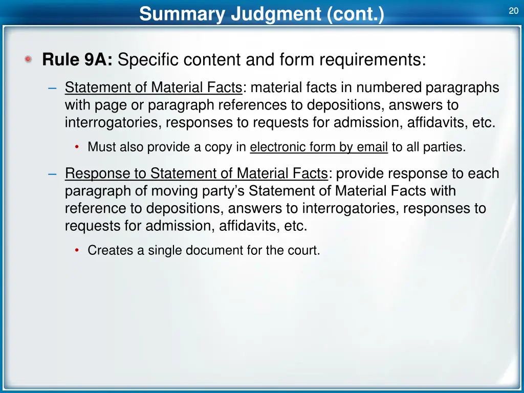 summary judgment cont