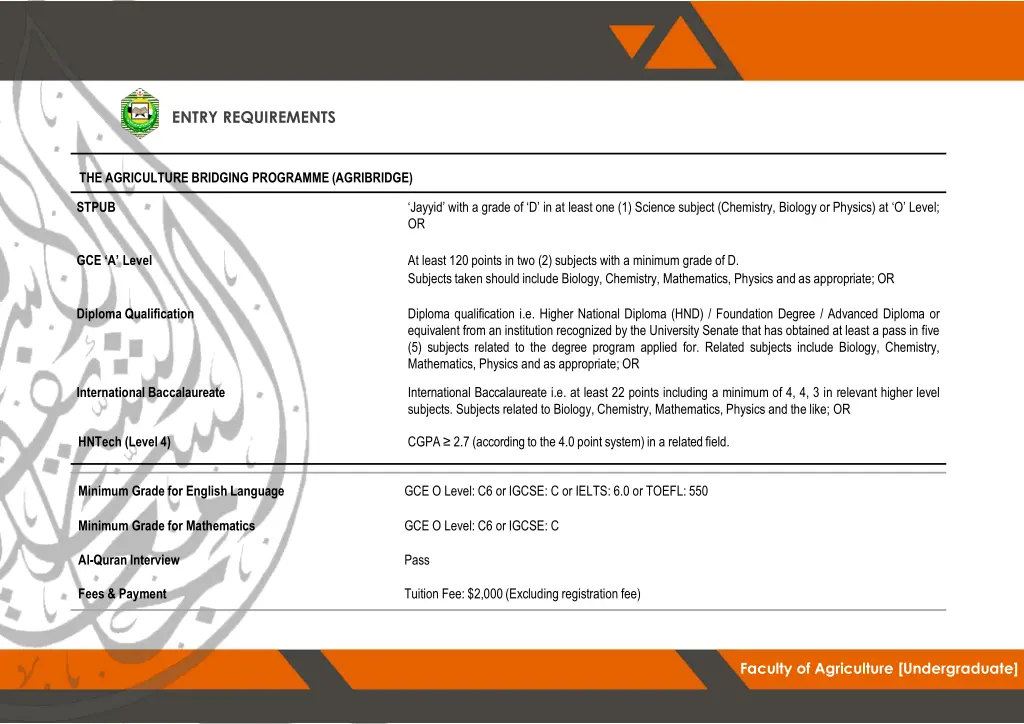 entry requirements 13