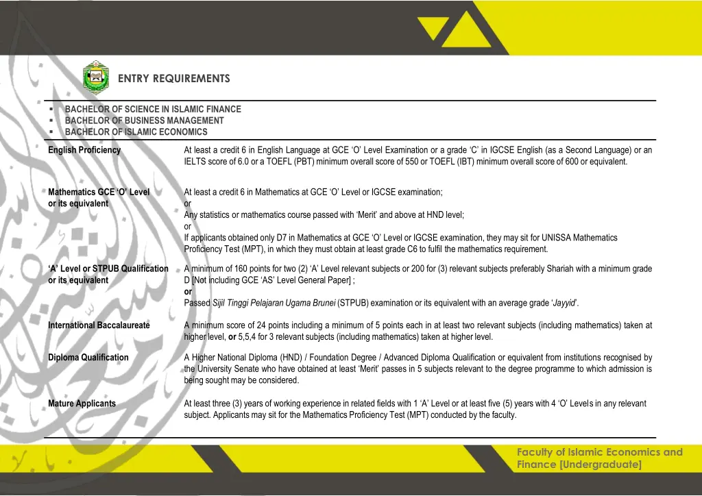 entry requirements 6