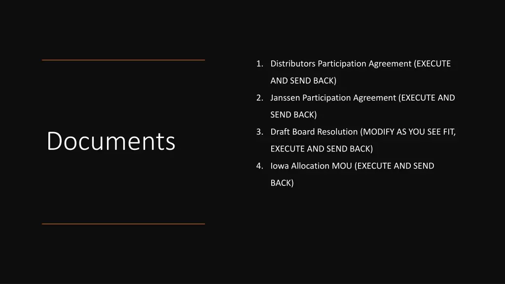 1 distributors participation agreement execute