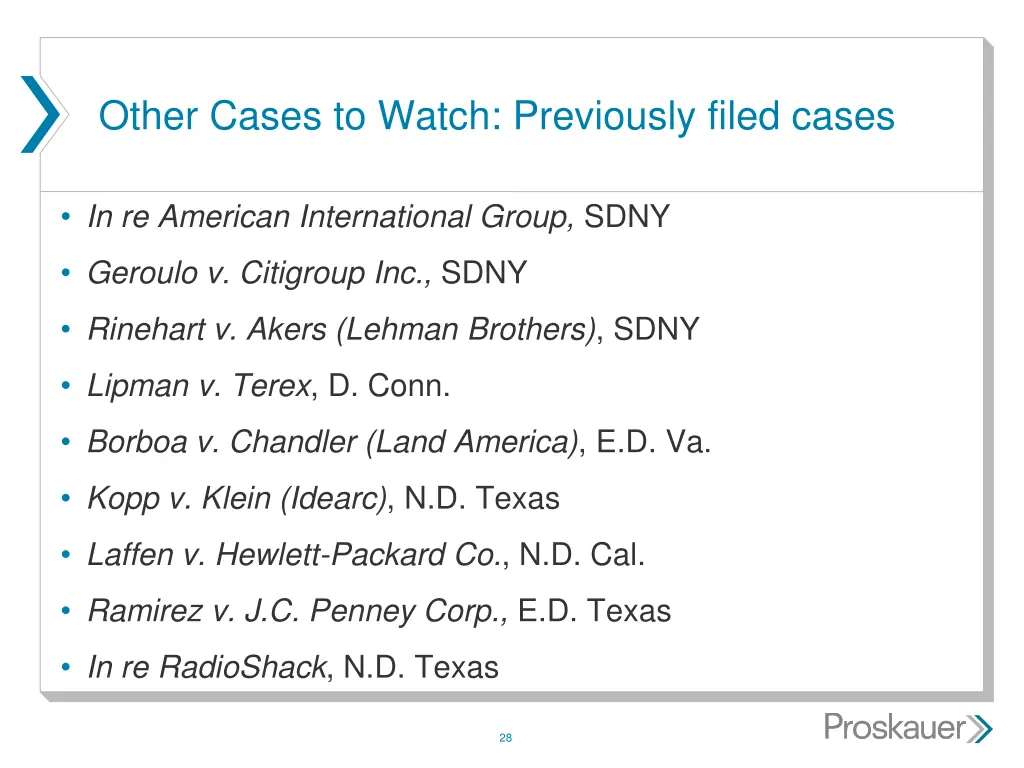 other cases to watch previously filed cases