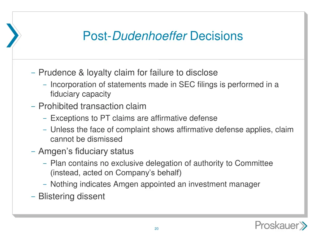 post dudenhoeffer decisions 1