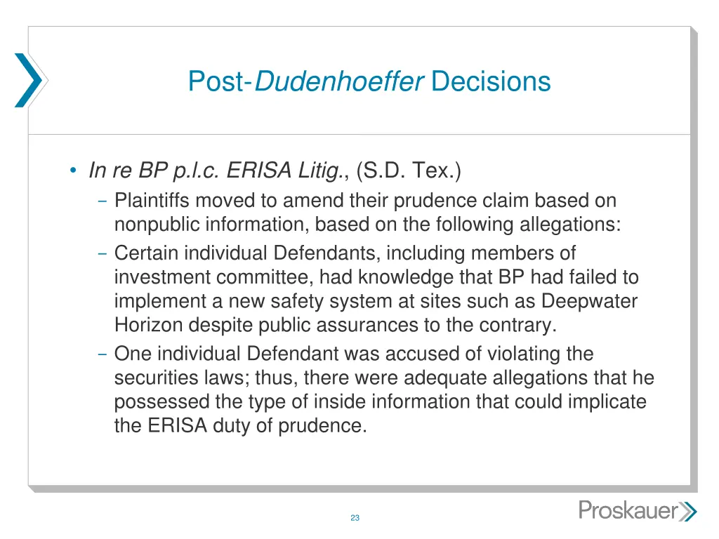 post dudenhoeffer decisions 4