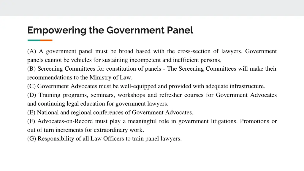 empowering the government panel