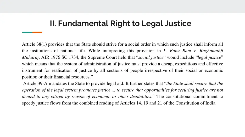 ii fundamental right to legal justice