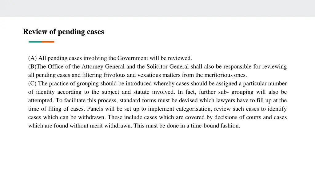review of pending cases