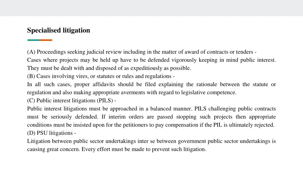 specialised litigation
