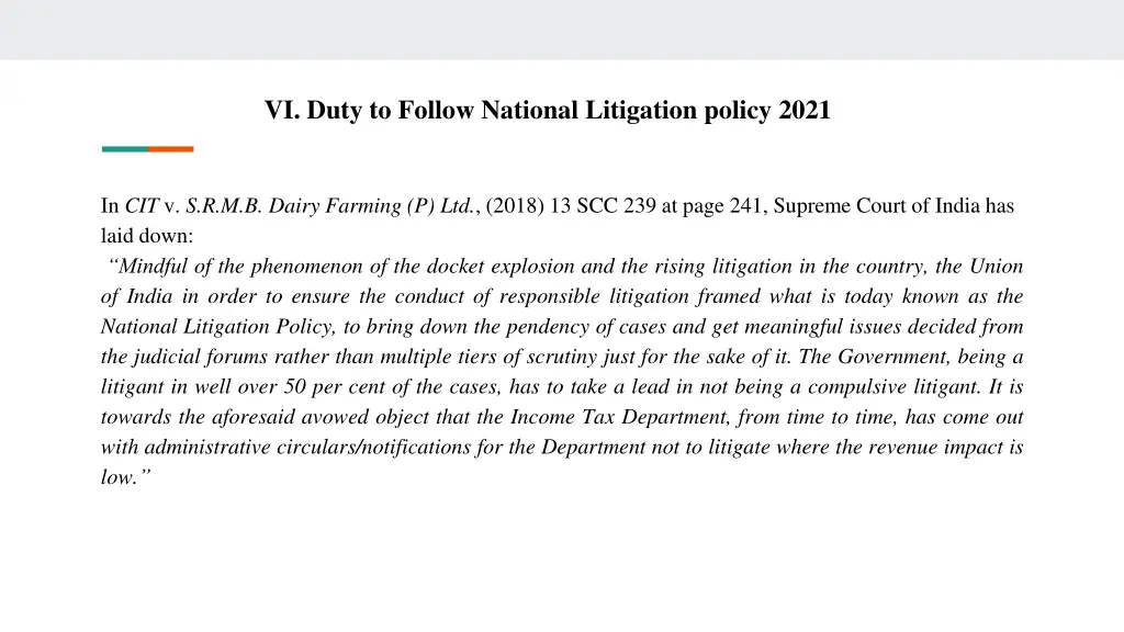 vi duty to follow national litigation policy 2021