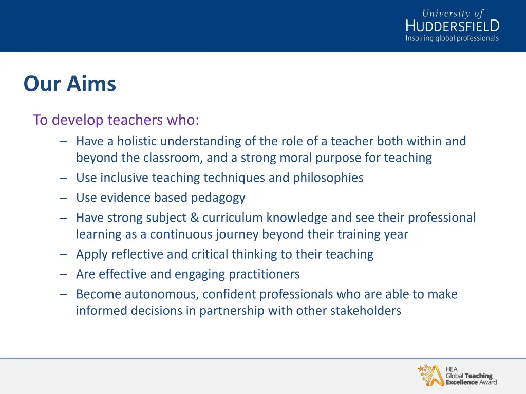 our aims