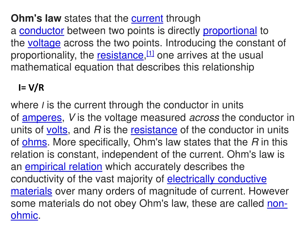 ohm s law states that the current through