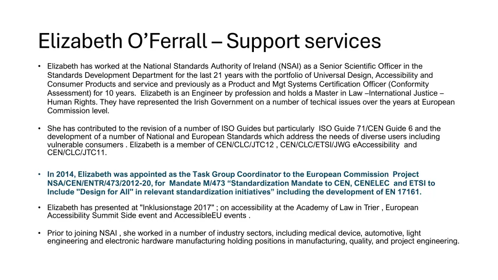 elizabeth o ferrall support services