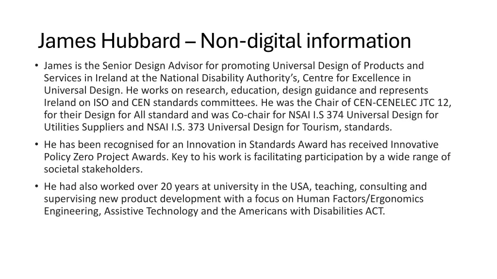 james hubbard non digital information james