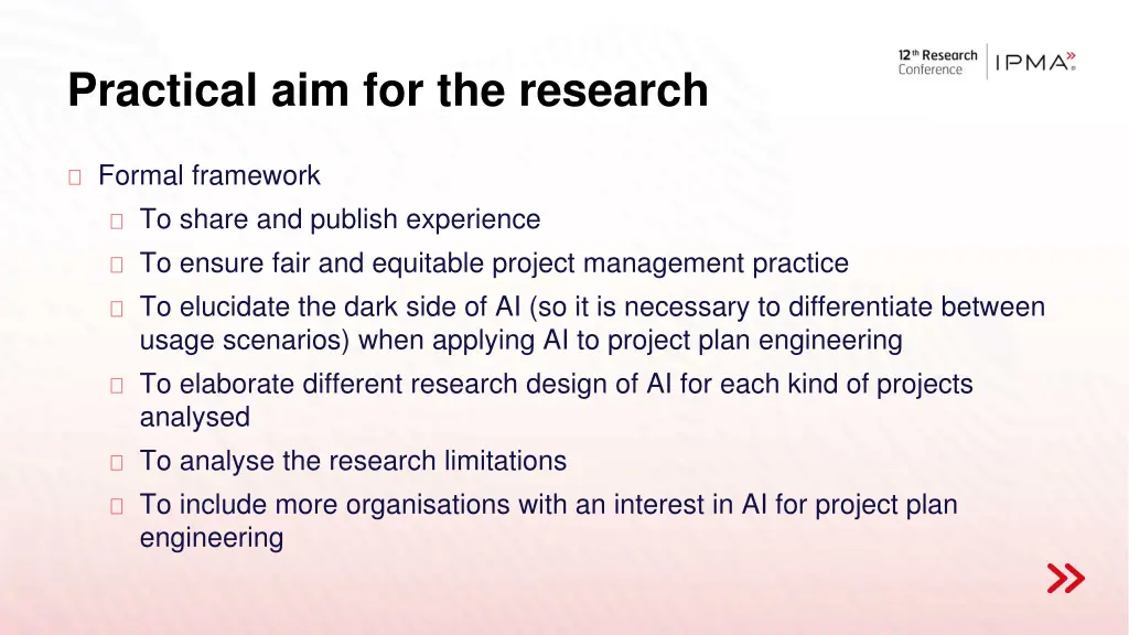 practical aim for the research