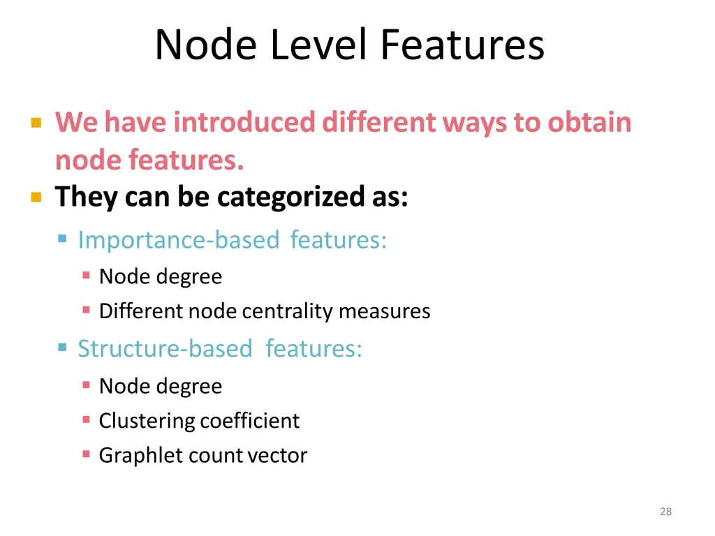 node level features 1