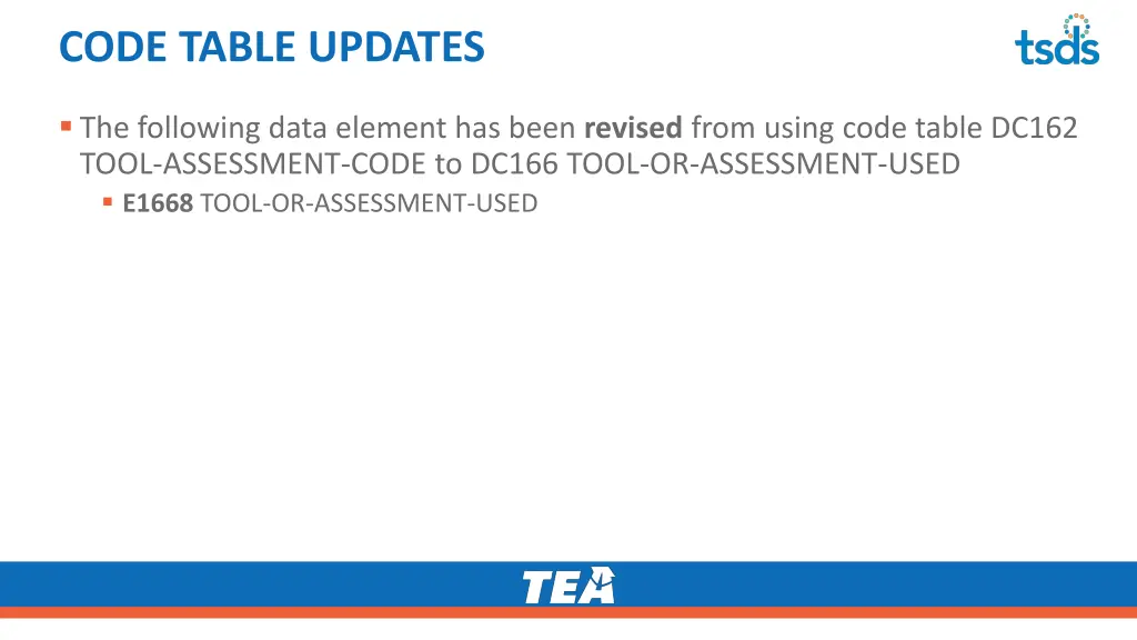 code table updates