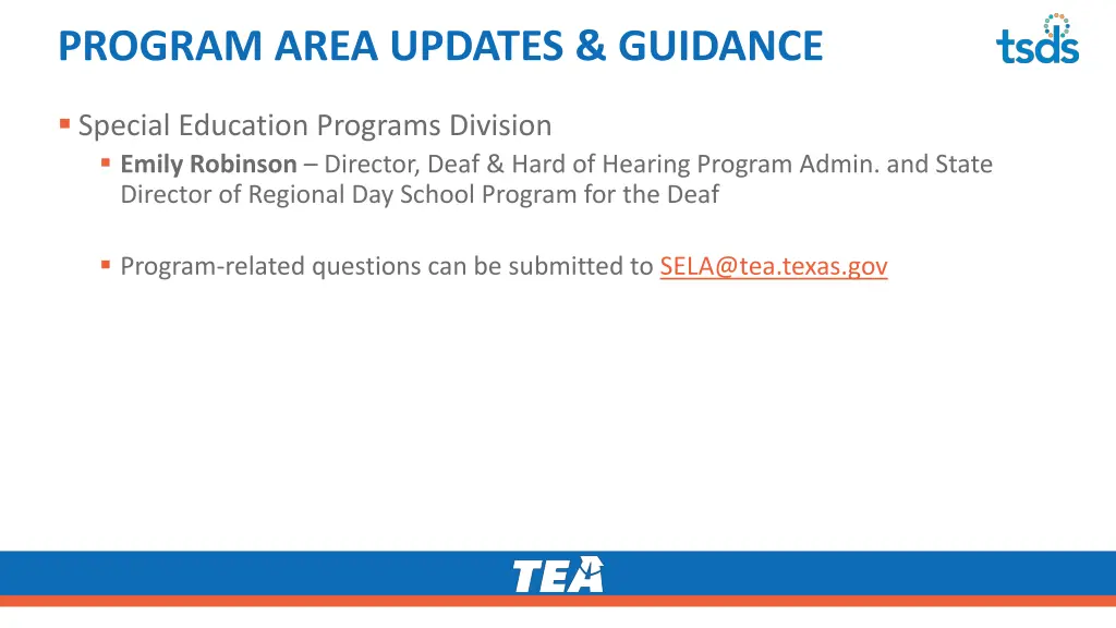 program area updates guidance
