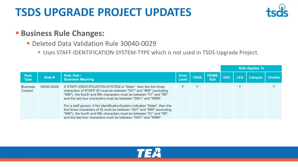 tsds upgrade project updates 5