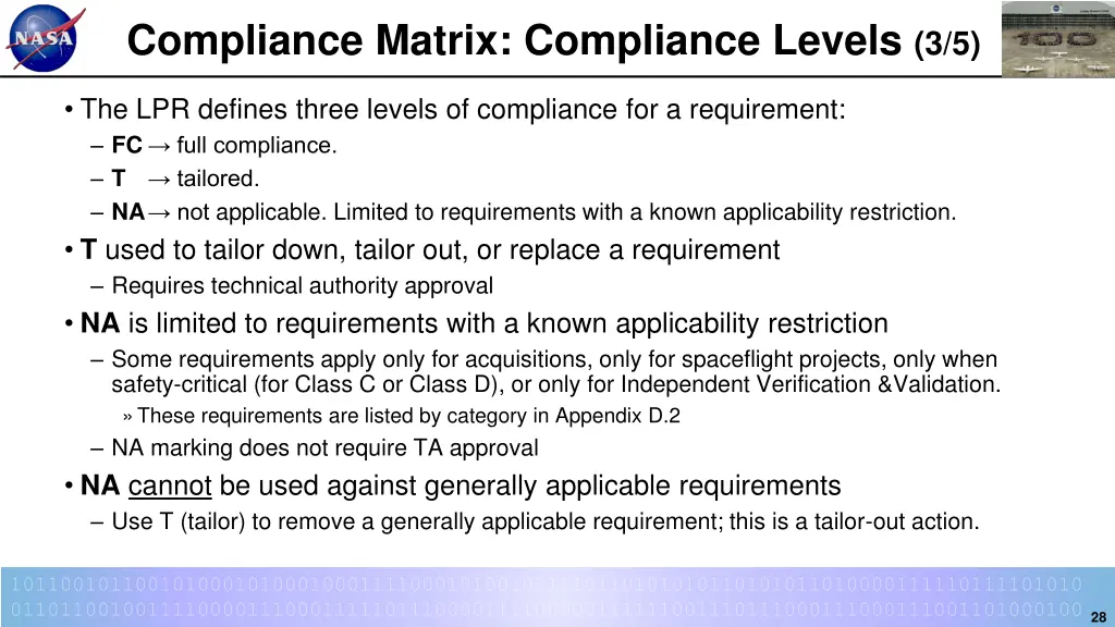 compliance matrix compliance levels 3 5