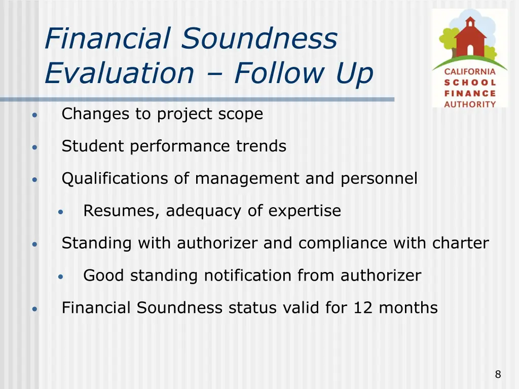 financial soundness evaluation follow up 1
