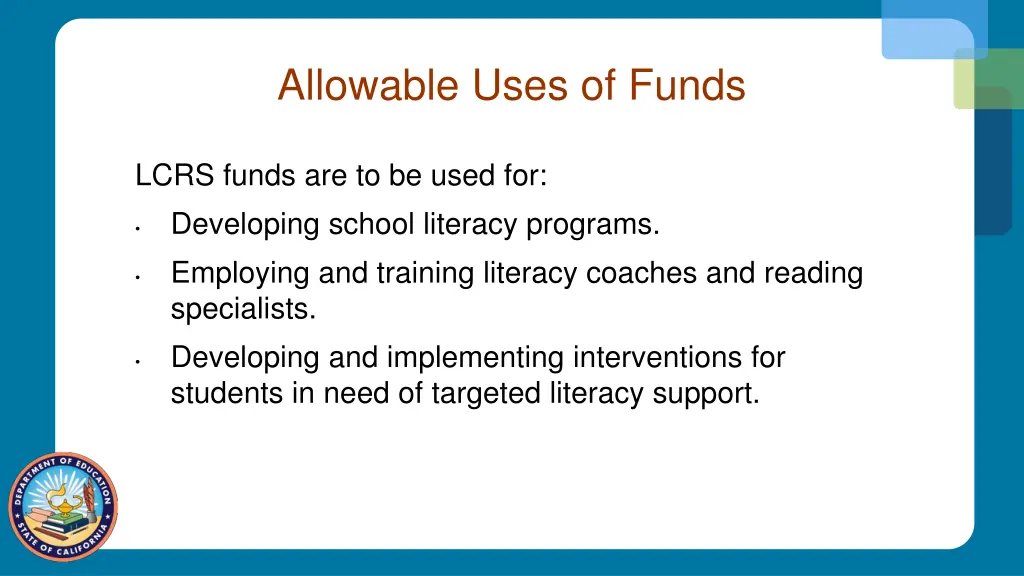 allowable uses of funds