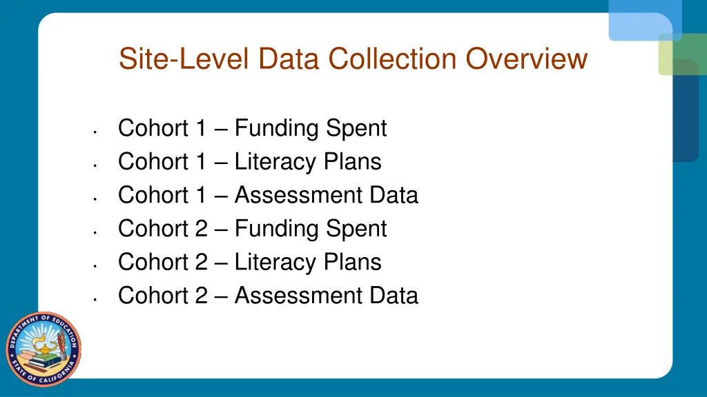site level data collection overview