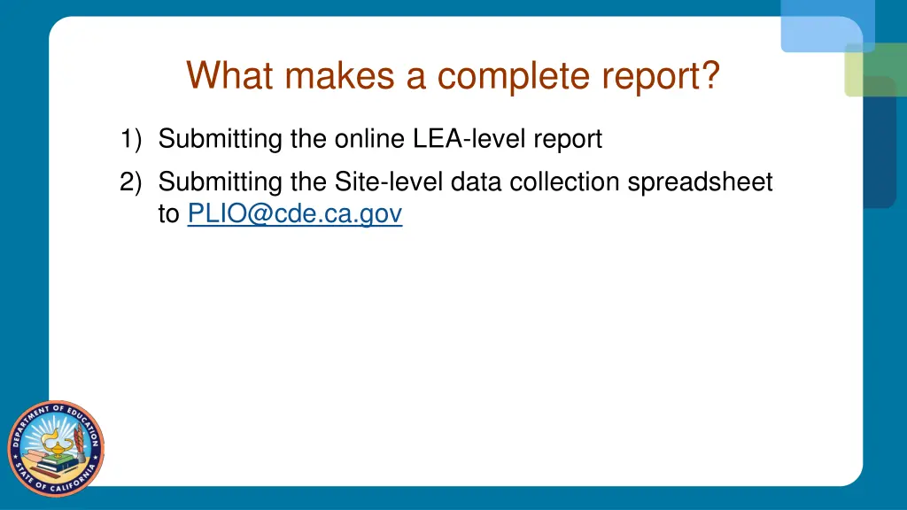 what makes a complete report
