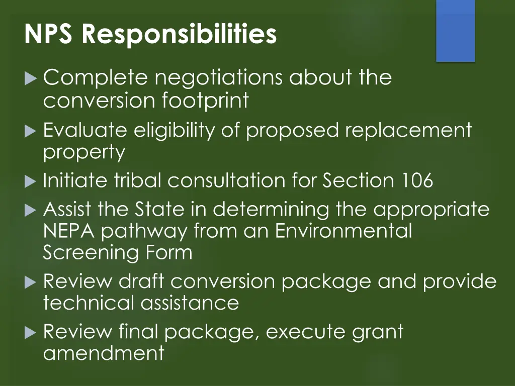 nps responsibilities