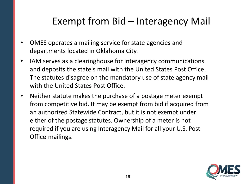 exempt from bid interagency mail