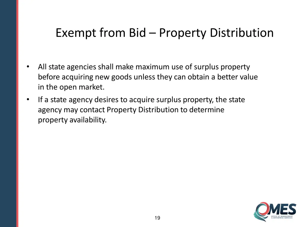 exempt from bid property distribution 1