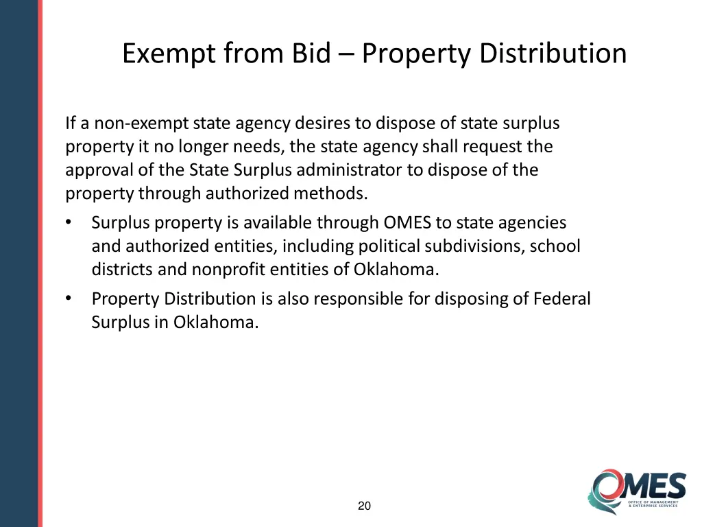 exempt from bid property distribution 2
