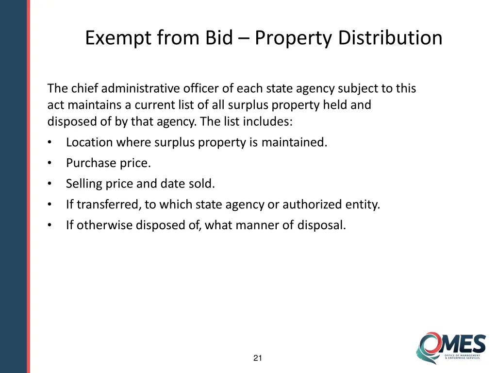exempt from bid property distribution 3