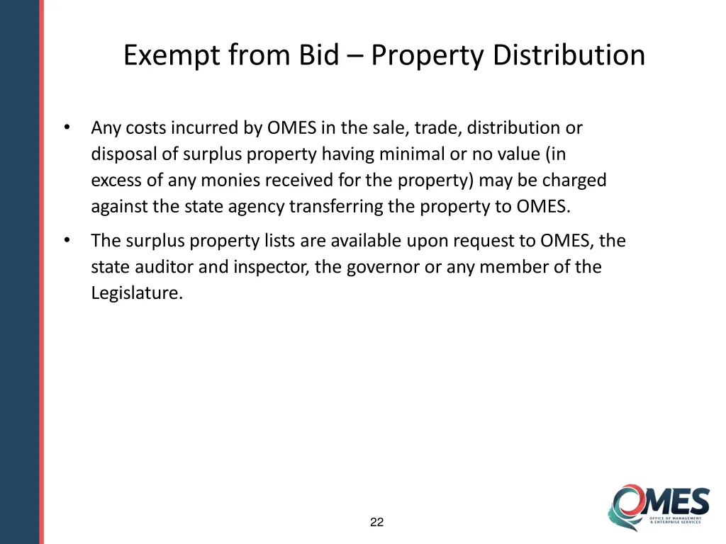 exempt from bid property distribution 4