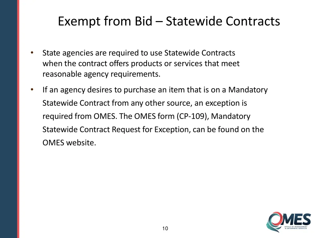exempt from bid statewide contracts