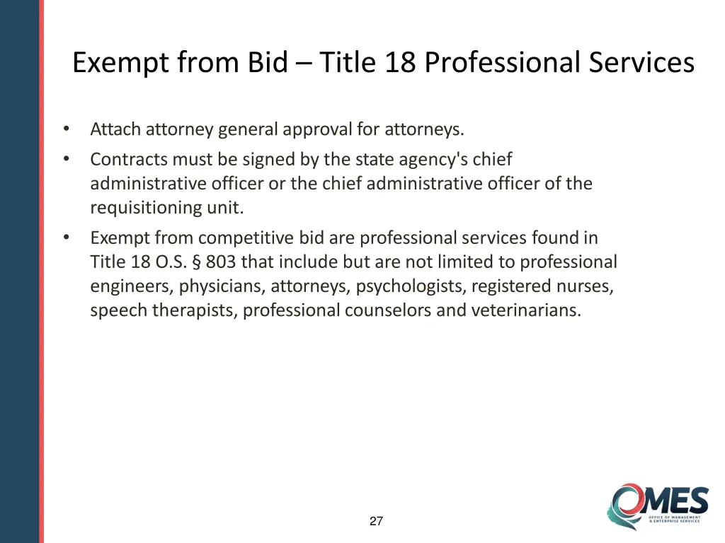 exempt from bid title 18 professional services 2