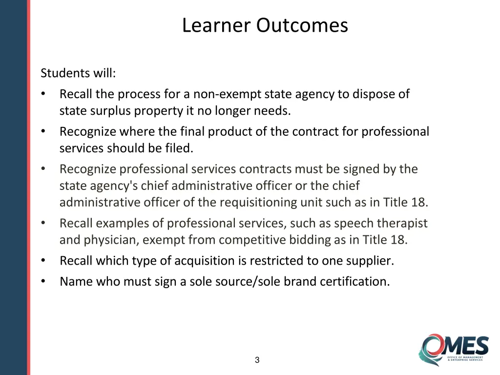 learner outcomes 1