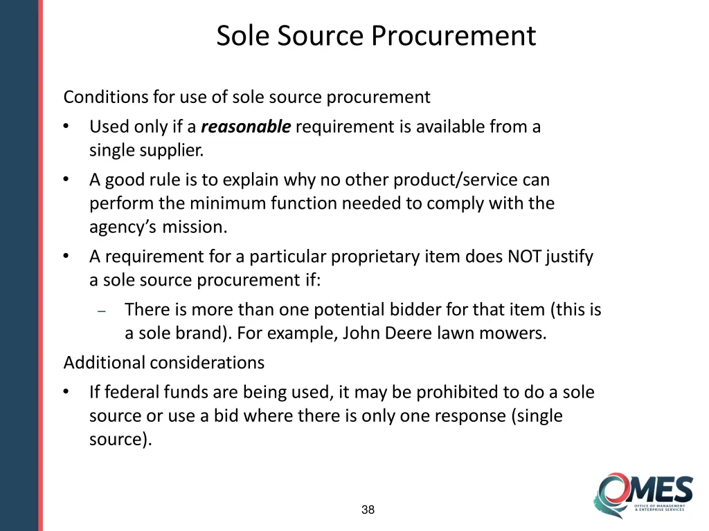sole sourceprocurement