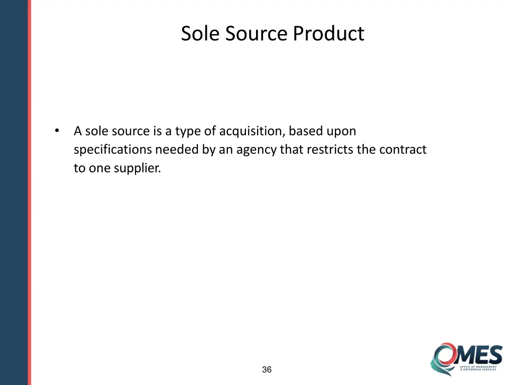 sole sourceproduct