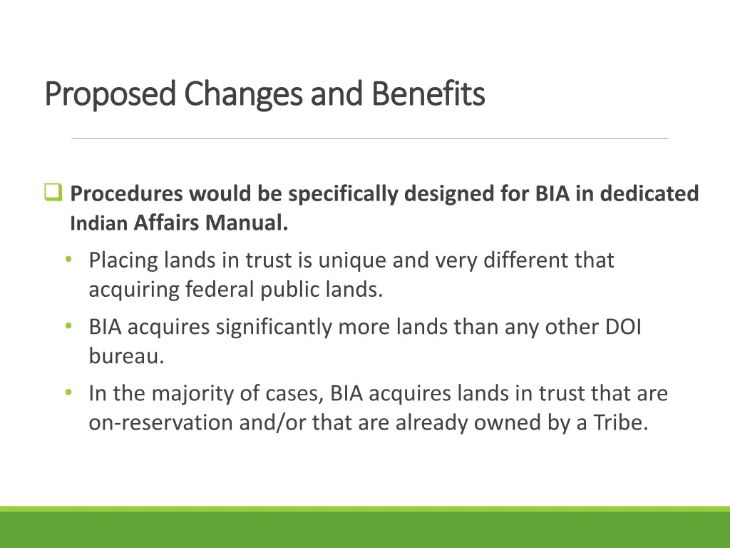 proposed changes and benefits proposed changes