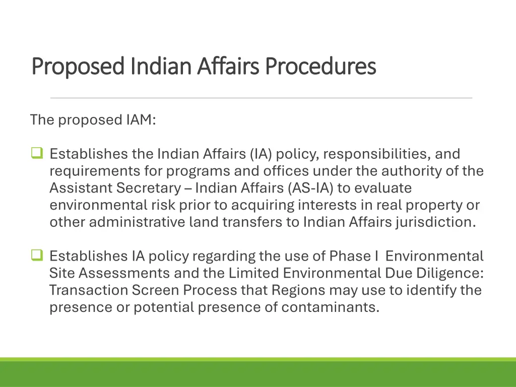 proposed indian affairs procedures proposed