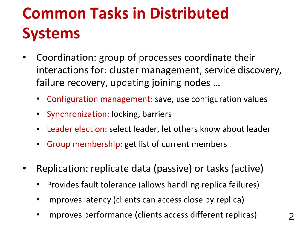 common tasks in distributed systems