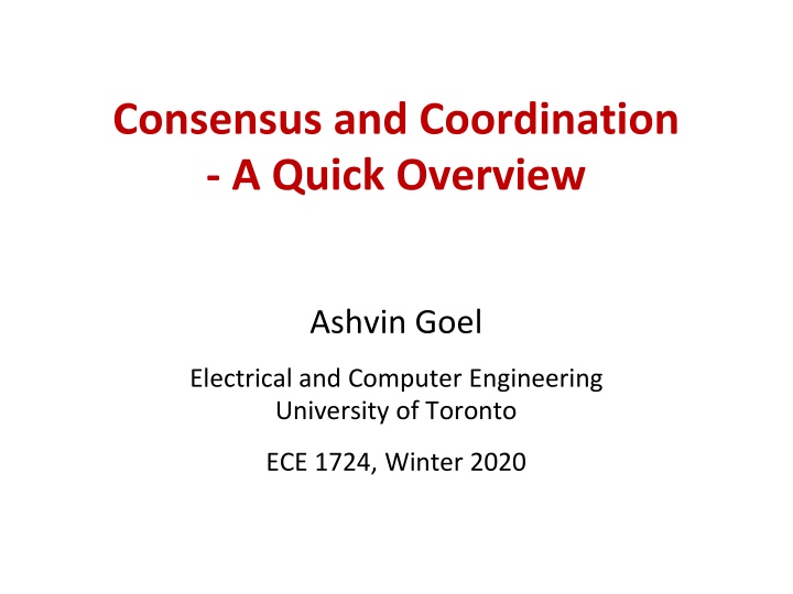 consensus and coordination a quick overview
