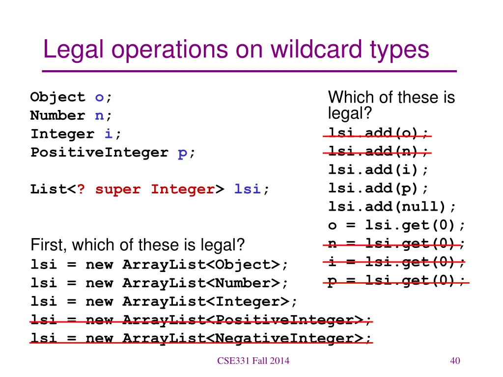 legal operations on wildcard types 1