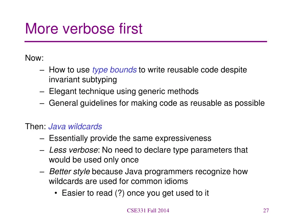 more verbose first
