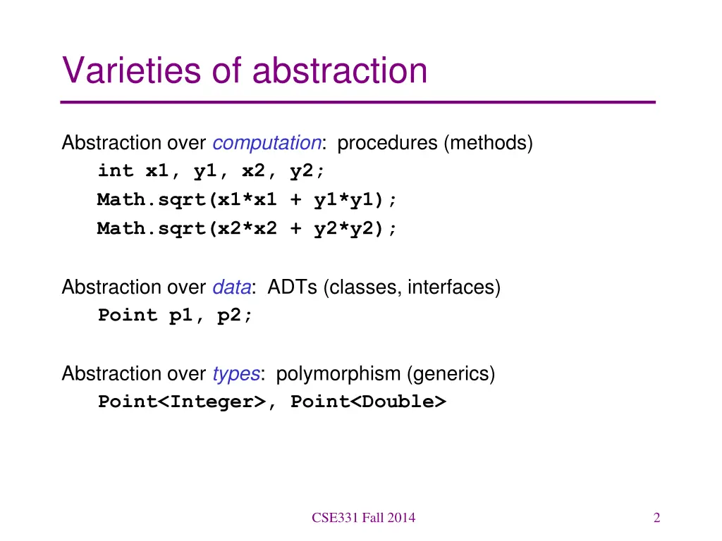 varieties of abstraction