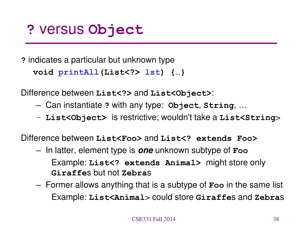 versus object
