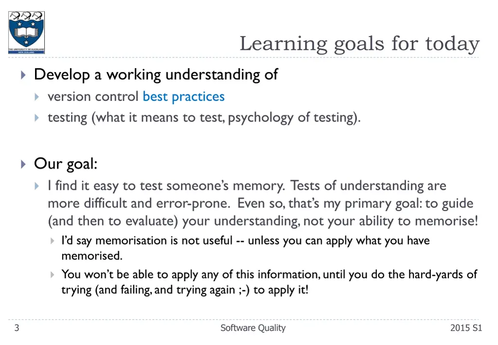 learning goals for today