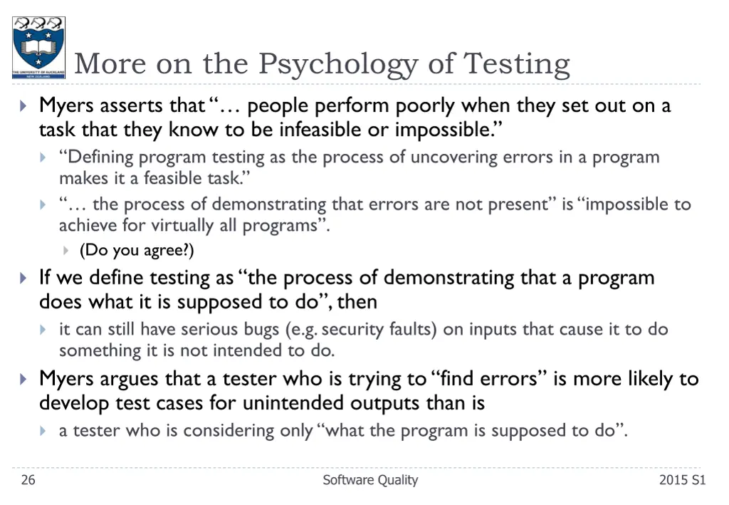 more on the psychology of testing